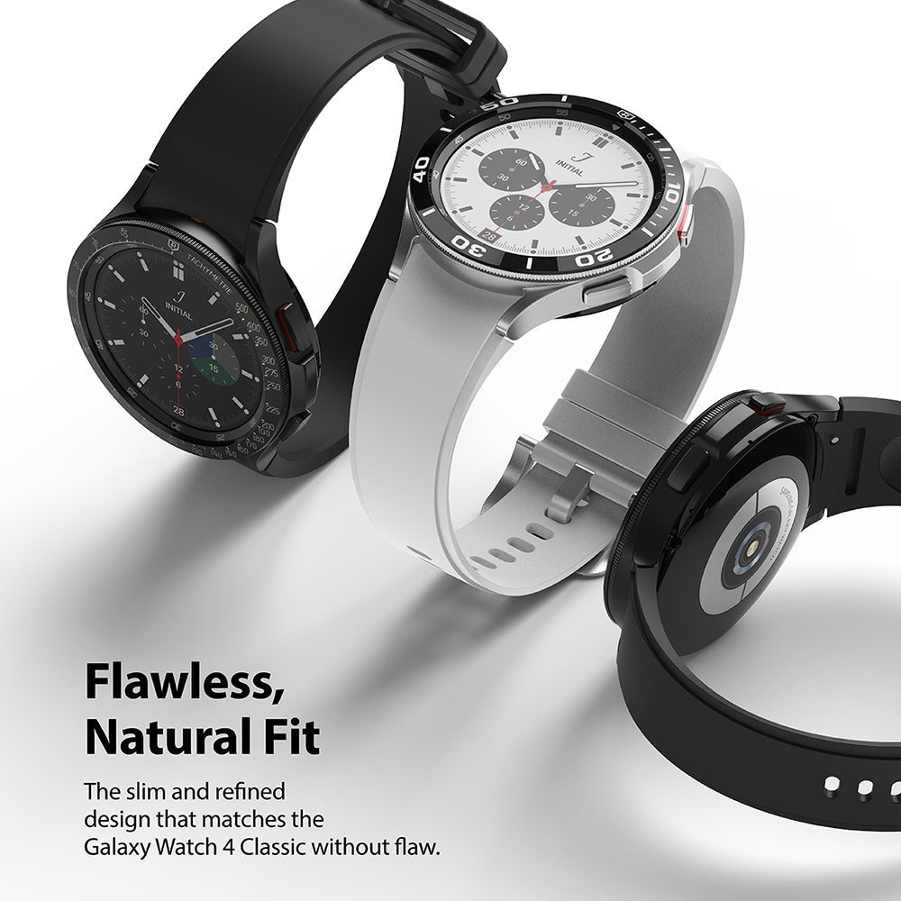 Galaxy Watch 4 Classic 46mm | Bezel Styling - Three Galaxy Watch 4 Classic units with black and silver bezel styling.