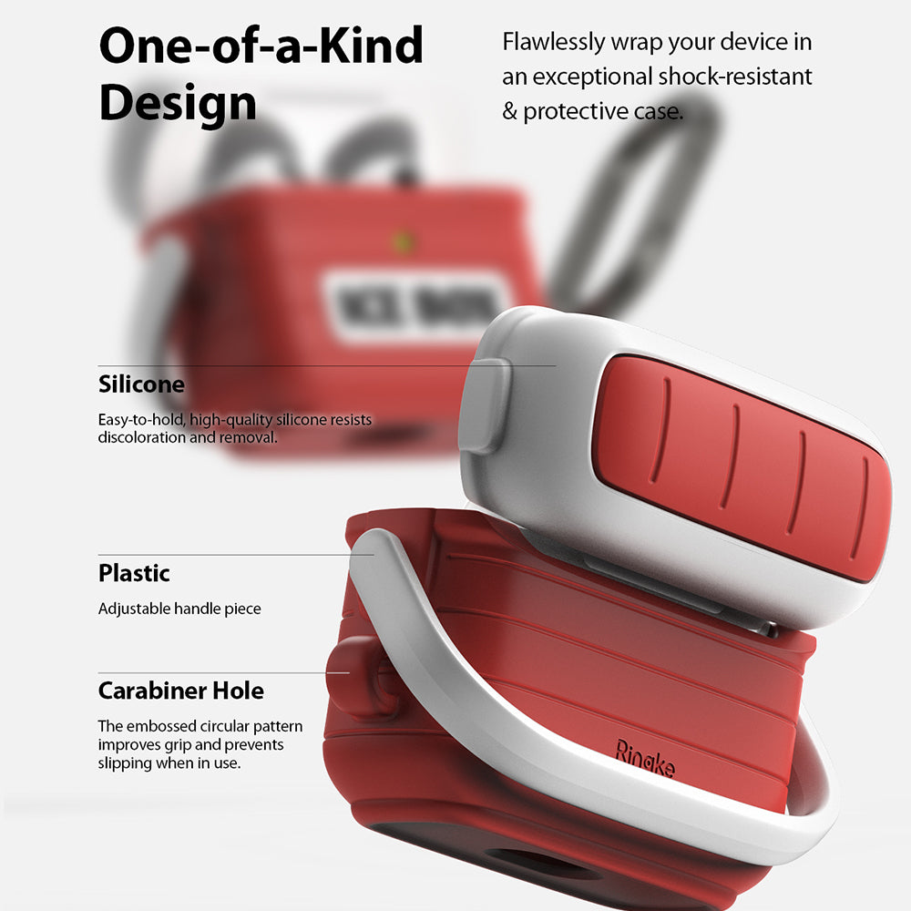 AirPods 3 Silicone Case | Ice Box - Red and white silicone case for AirPods 3 shaped like a cooler with a handle.