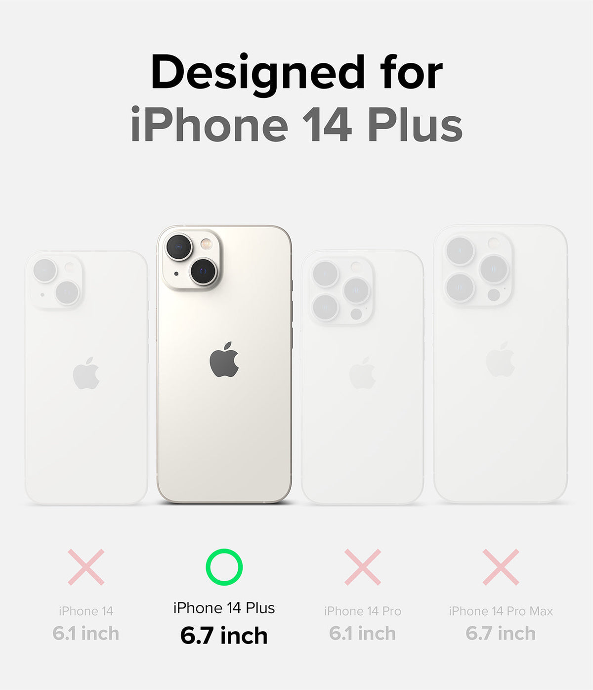 iPhone 14 Plus Case | Onyx - Comparison chart highlighting the iPhone 14 Plus as the correct fit among other models.