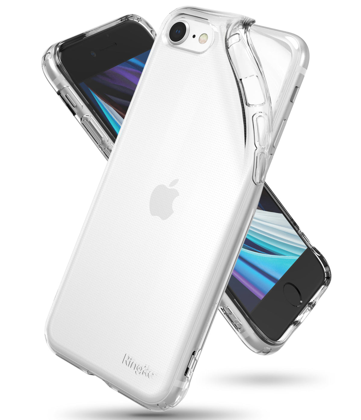 iPhone SE 2022 5G / SE 2020 / 8 Case | Air - Two iPhones in clear protective cases angled against each other.