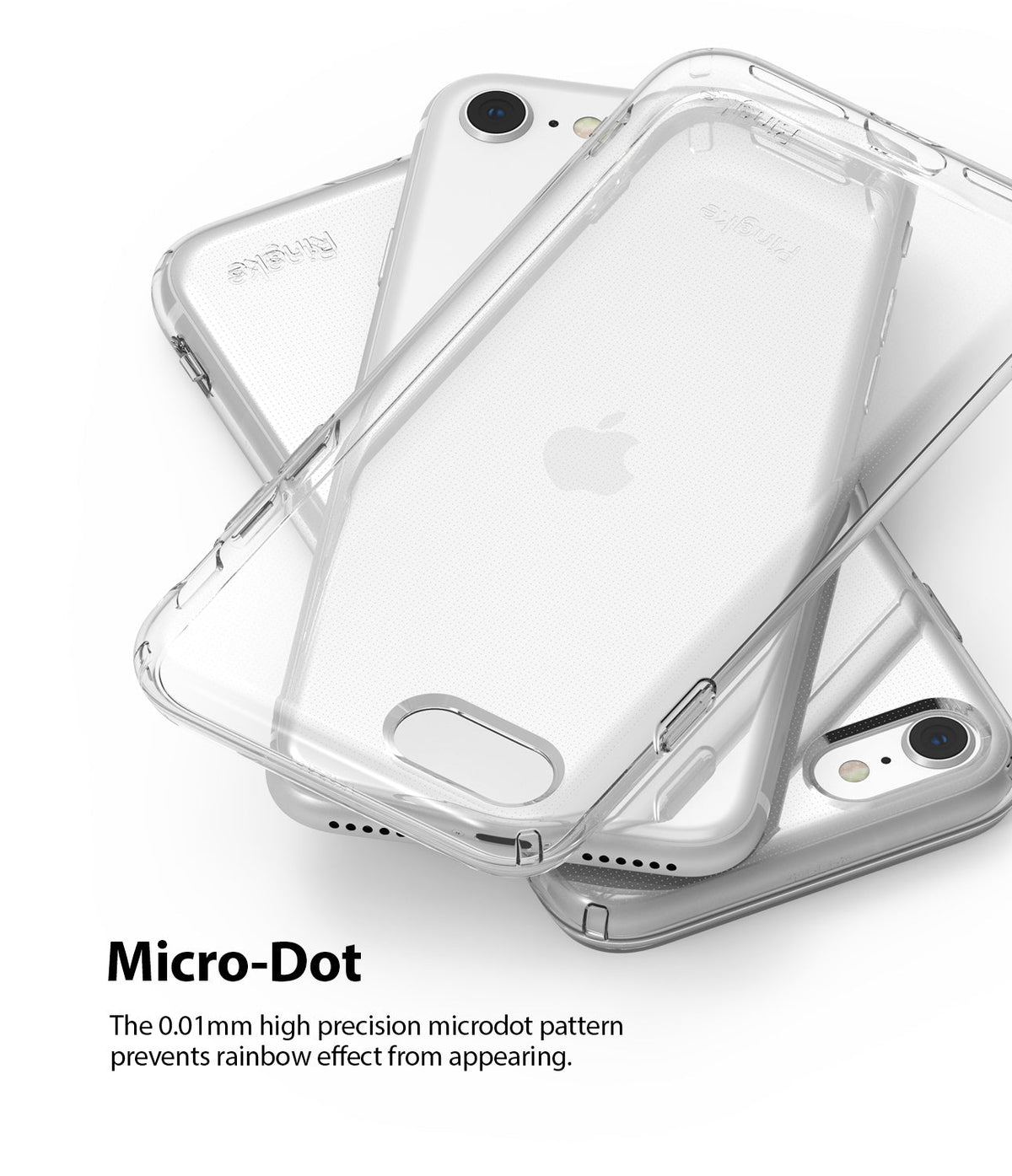 iPhone SE 2022 5G / SE 2020 / 8 Case | Air - Clear phone case with micro-dot pattern layered over a white iPhone.