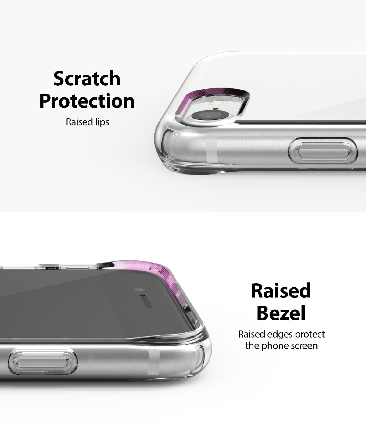 iPhone SE 2022 5G / SE 2020 / 8 Case | Air - Clear phone case showing raised edges for camera and screen scratch protection.