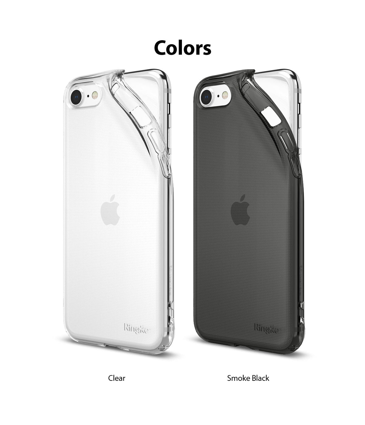 iPhone SE 2022 5G / SE 2020 / 8 Case | Air - Clear and smoke black protective phone cases shown side-by-side.
