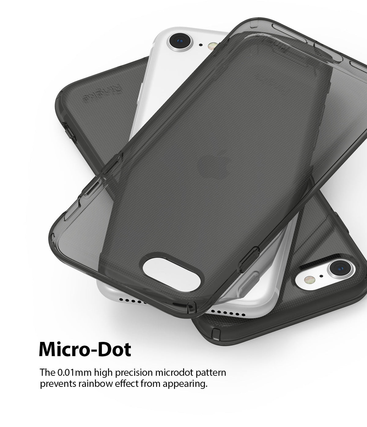 iPhone SE 2022 5G / SE 2020 / 8 Case | Air - Translucent black phone case with micro-dot pattern layered over a white iPhone.
