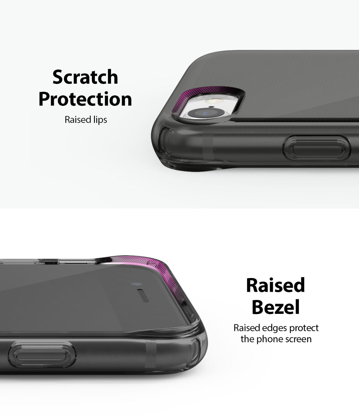 iPhone SE 2022 5G / SE 2020 / 8 Case | Air - Close-up of phone case showing raised camera and screen bezels for protection.
