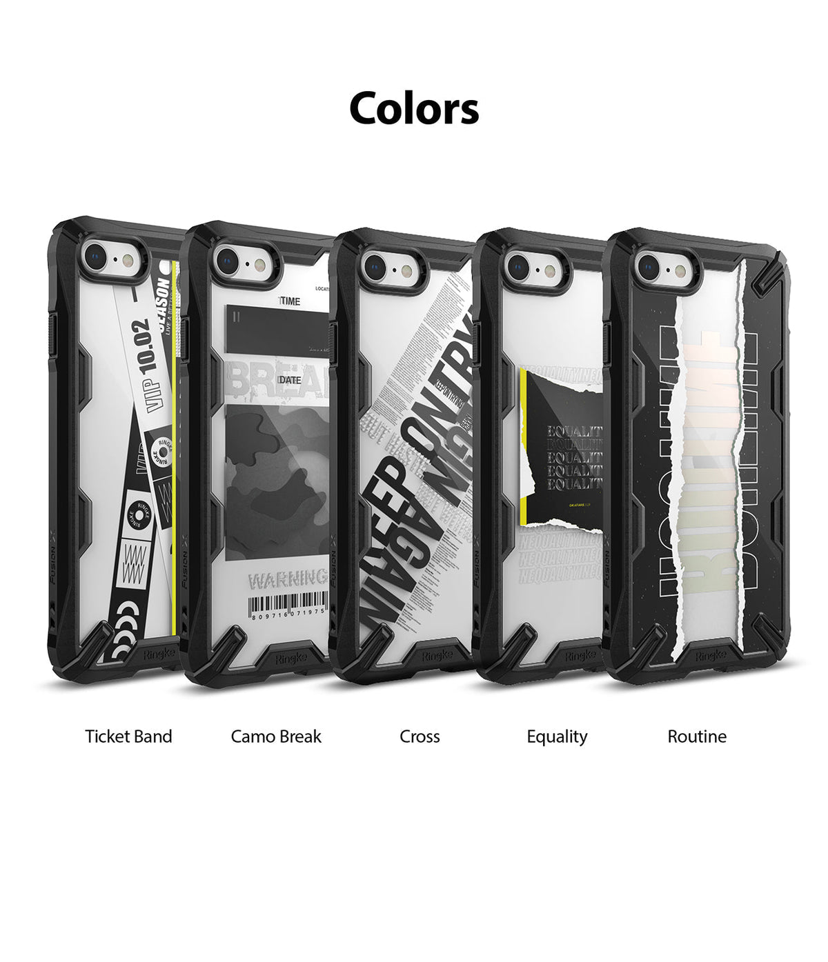 iPhone SE 2022 5G / SE 2020 / 8 Case | Fusion-X Design - Five protective phone cases with unique graphic back designs.
