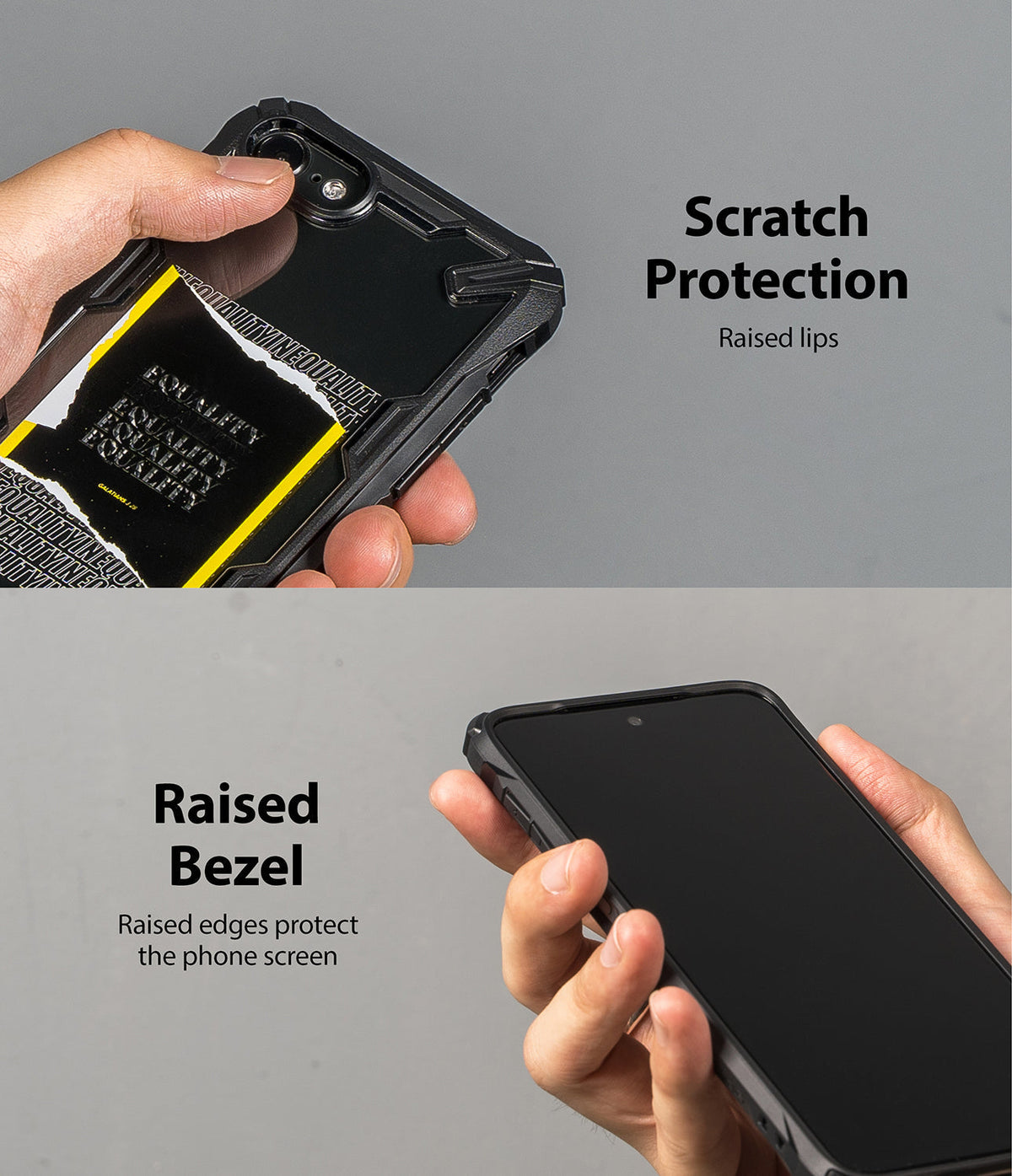 iPhone SE 2022 5G / SE 2020 / 8 Case | Fusion-X Design - Rugged black phone case showing raised camera and screen bezels.