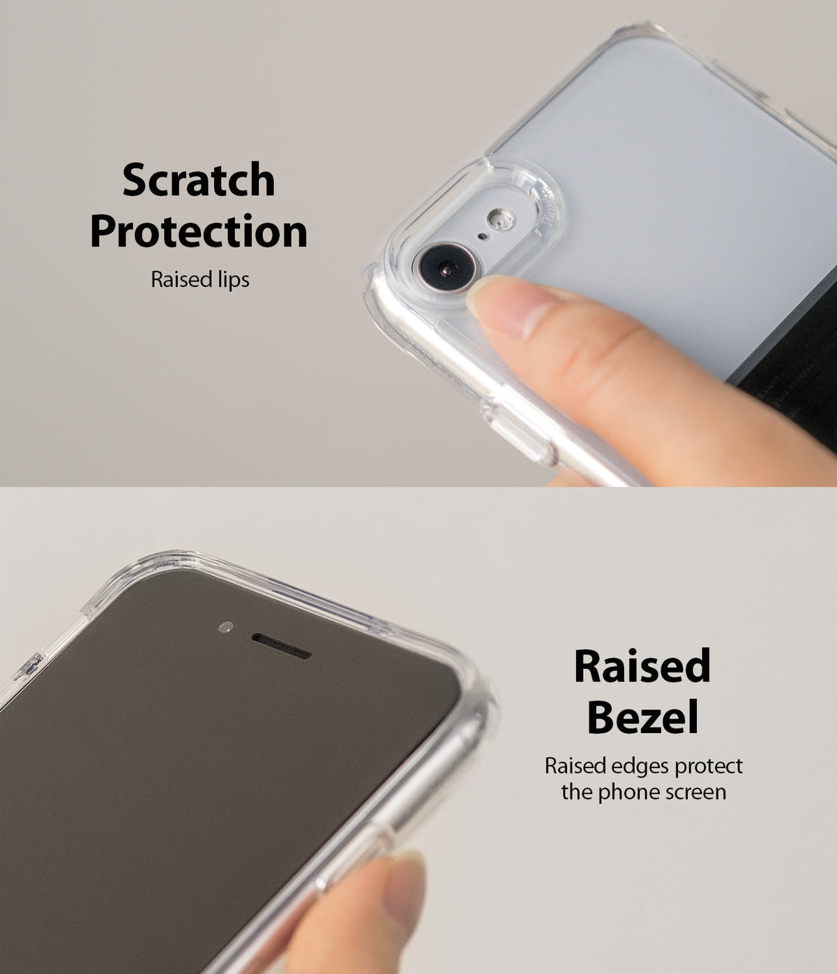 iPhone SE 2022 5G / SE 2020 Case | Fusion Design - Clear phone case showing raised edges around the camera and screen.