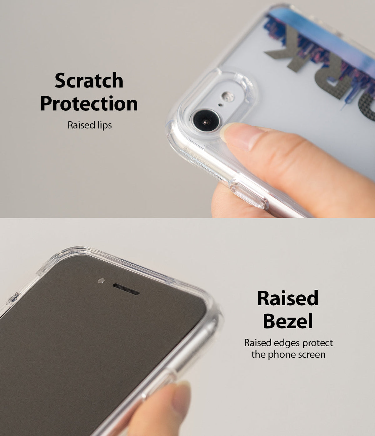 iPhone SE 2022 5G / SE 2020 Case | Fusion Design - Clear phone case showing raised camera lips and screen bezels.