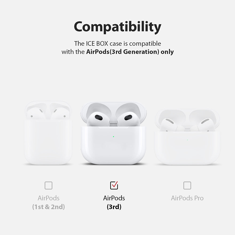 AirPods 3 Silicone Case | Ice Box - Compatibility chart showing AirPods 3 is the only model checked for the Ice Box case.