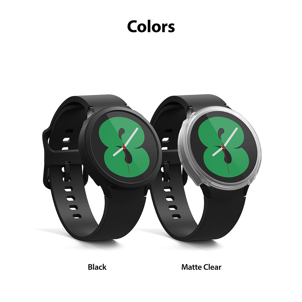 Galaxy Watch 4 (40mm) Case | Air Sports - Two Galaxy Watch 4 units with black and matte clear protective cases.