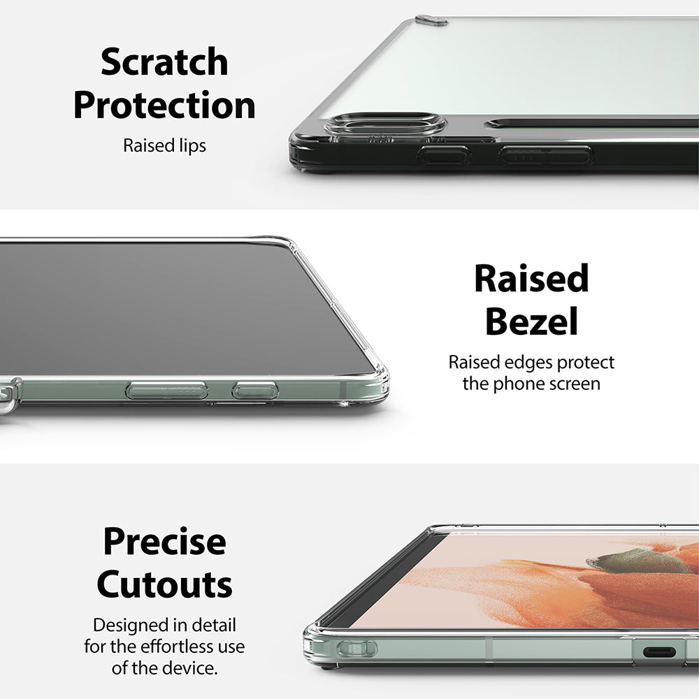 Galaxy Tab S7 FE Case | Fusion - Three close-up views showing raised lips, screen bezels, and precise port cutouts.