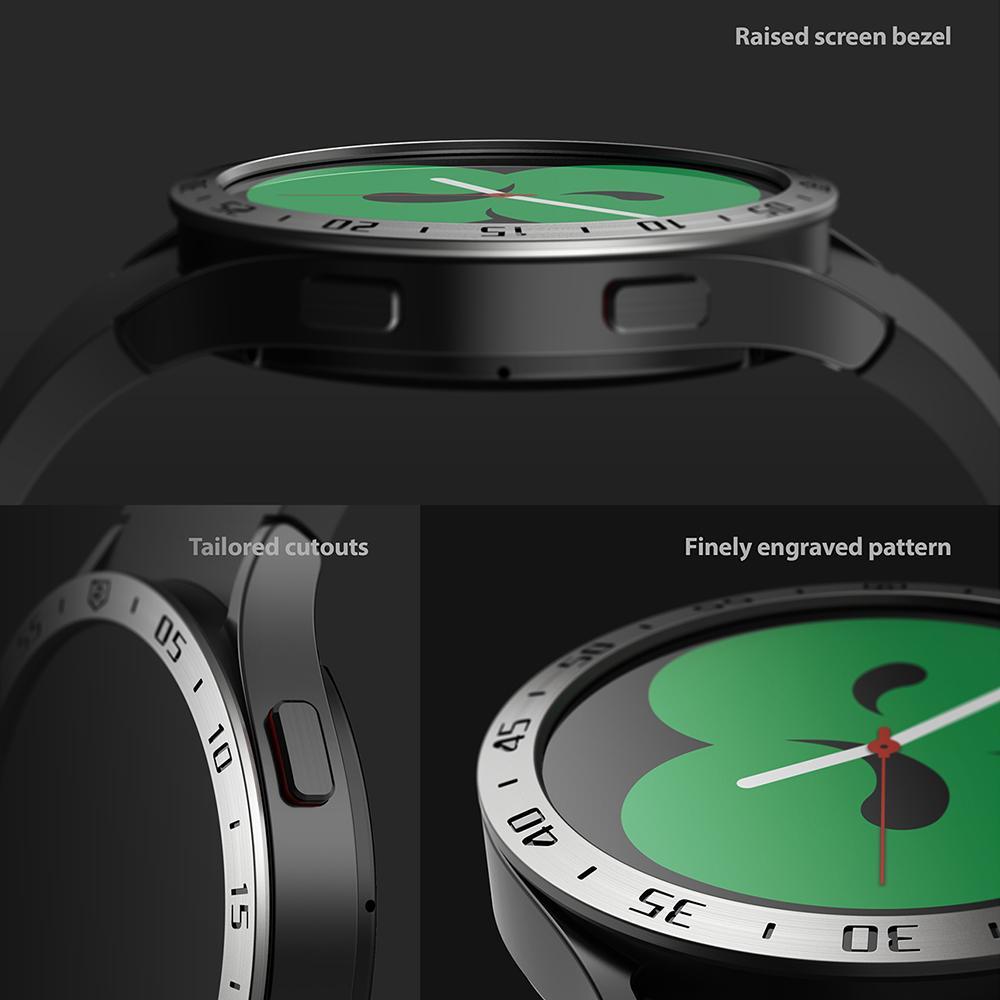 Galaxy Watch 5 / 4 (40mm) | Bezel Premium Styling - Close-up of a smartwatch bezel featuring engraved numbers and cutouts.