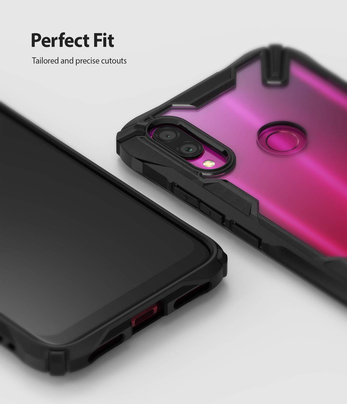 Redmi Note 7 / 7 Pro Case | Fusion-X - Black protective phone case with precise cutouts for camera, flash, and sensor.