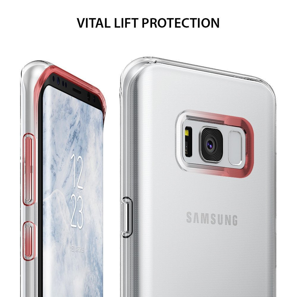 Galaxy S8 Case | Air - Clear phone case with rose gold accents showing front and back views of a Samsung Galaxy S8.
