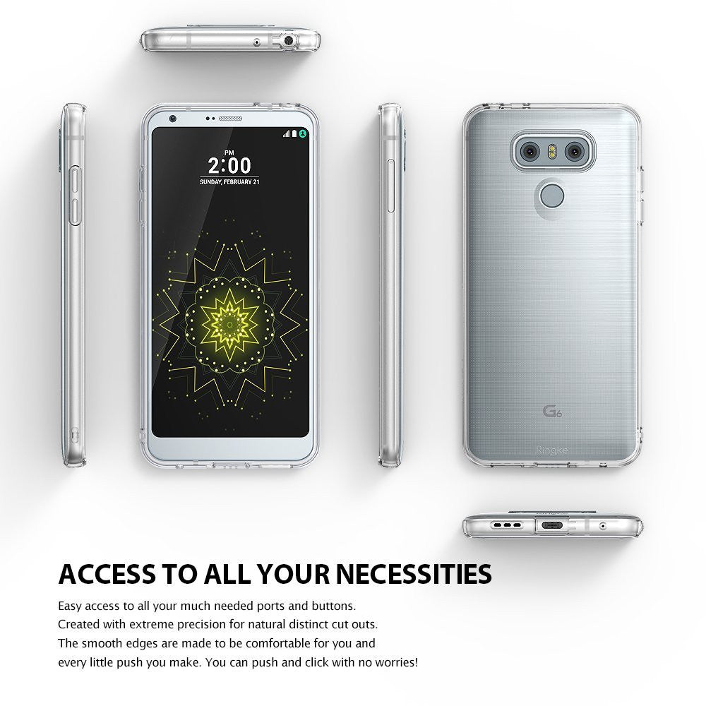 LG G6 Case | Air - Clear protective phone case shown from front, back, and side angles on a white background.