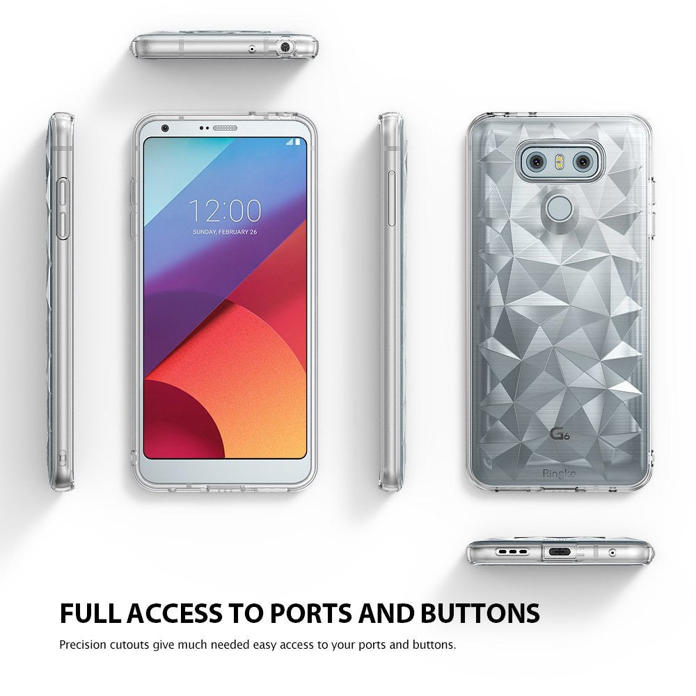 LG G6 Case | Air Prism - Clear phone case with geometric prism back pattern shown from multiple angles on a white background.