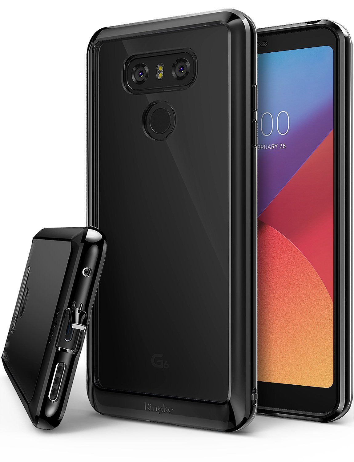 LG G6 Case | Fusion - Clear protective case on an LG G6 smartphone with a black frame and dual rear cameras.