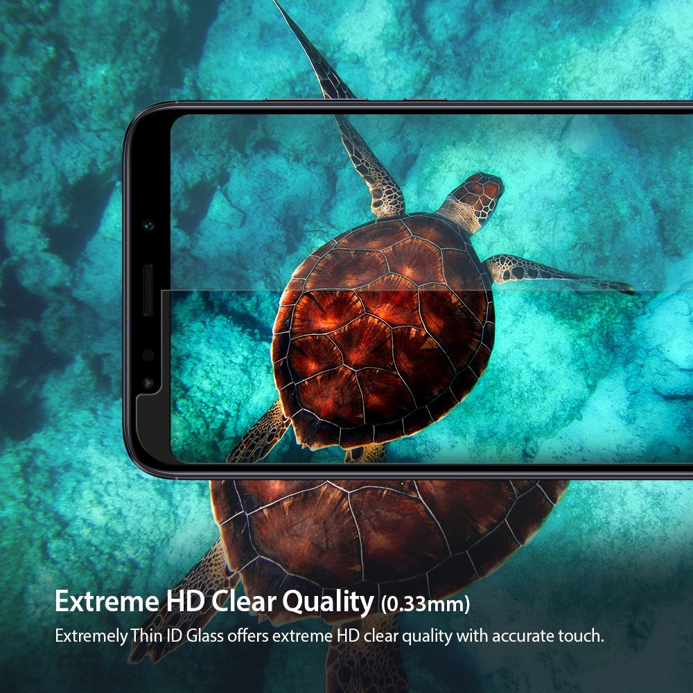 Redmi Note 5 / 5 Plus Screen Protector | Invisible Defender - Redmi Note 5 / 5 Plus Screen Protector - Smartphone displaying a sea turtle underwater with a clear screen protector overlay.