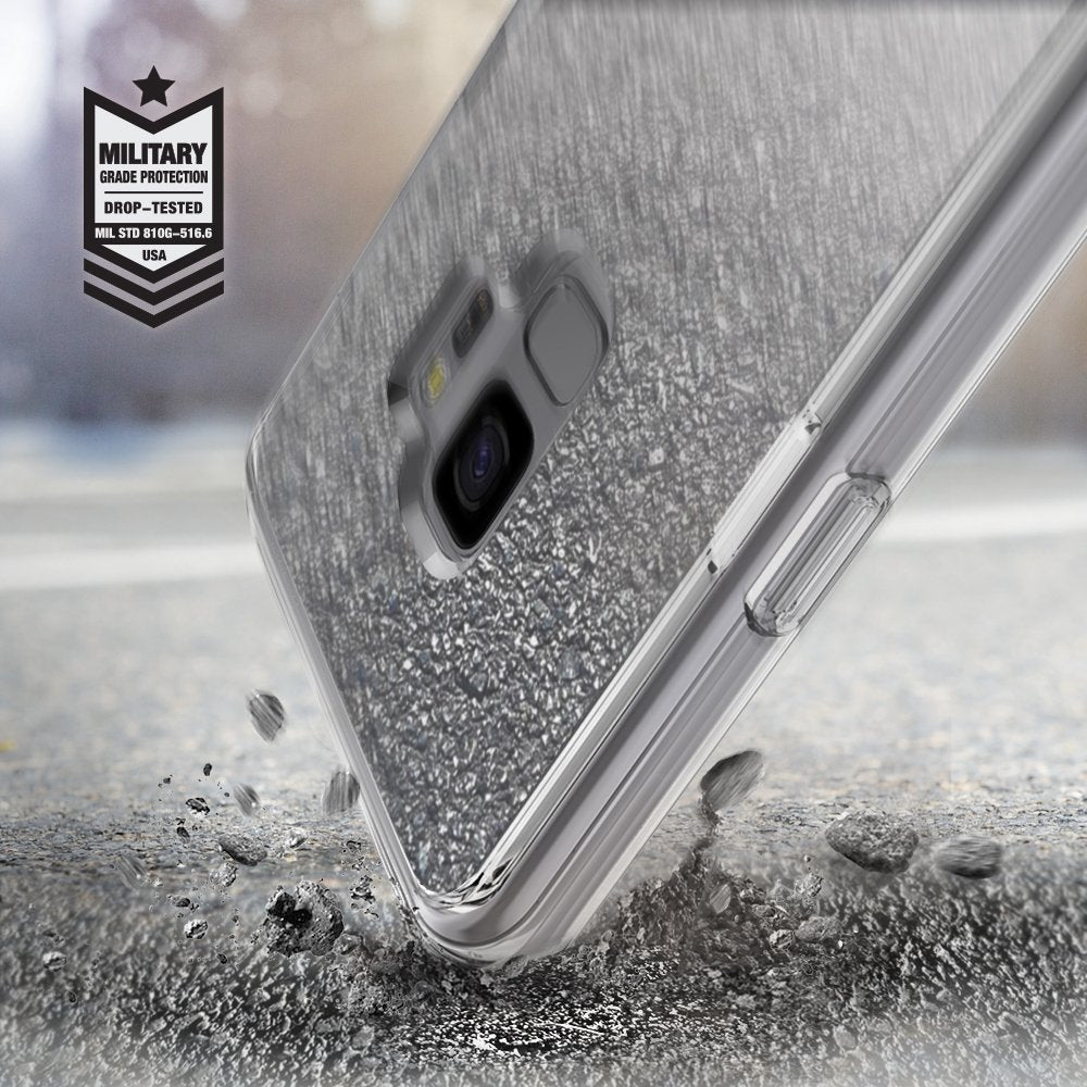 Galaxy S9 Case | Mirror - Silver - Silver mirror phone case hitting pavement with military grade protection badge.