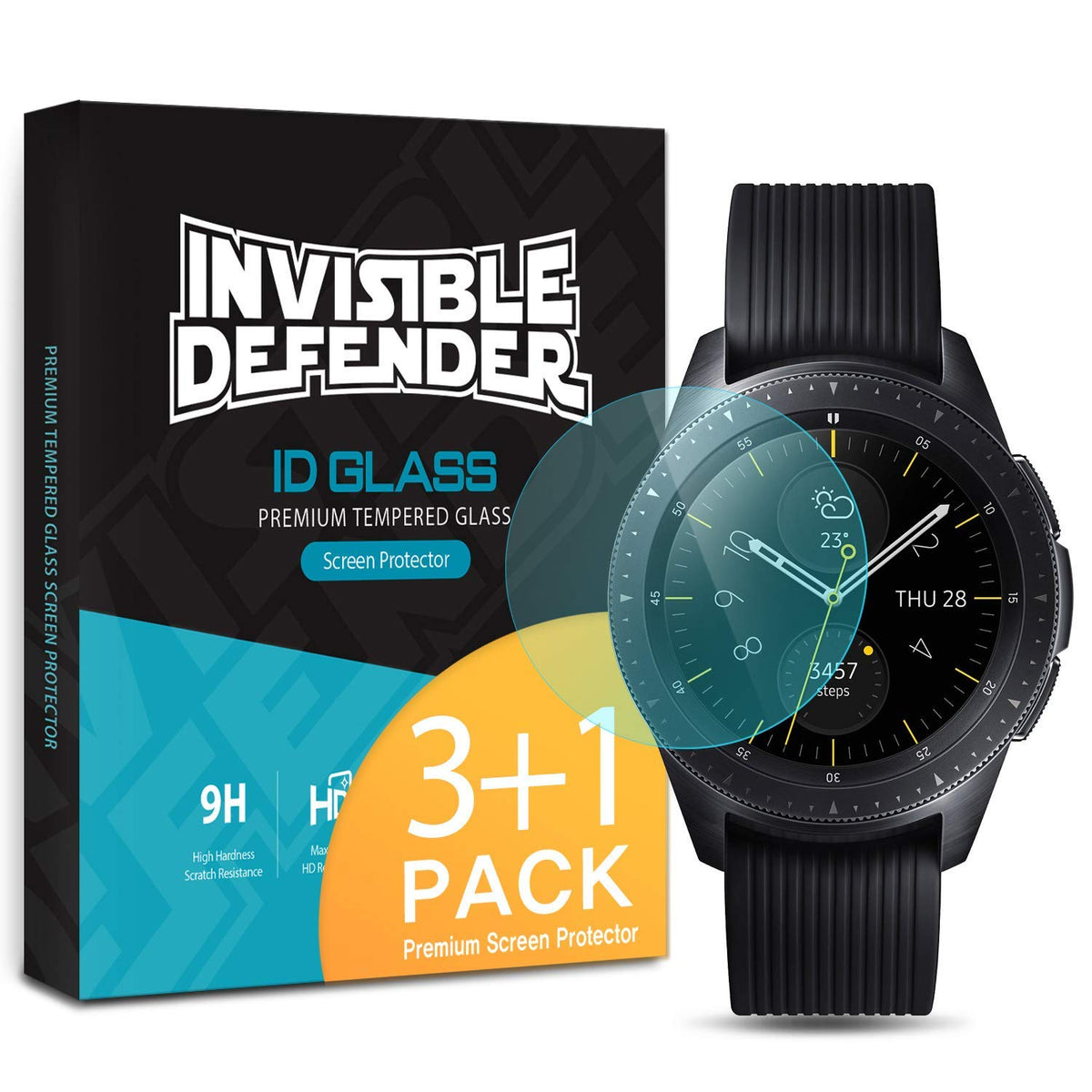 Galaxy Watch 42mm Screen Protector | Glass - Invisible Defender 3+1 pack tempered glass protector for Galaxy Watch.