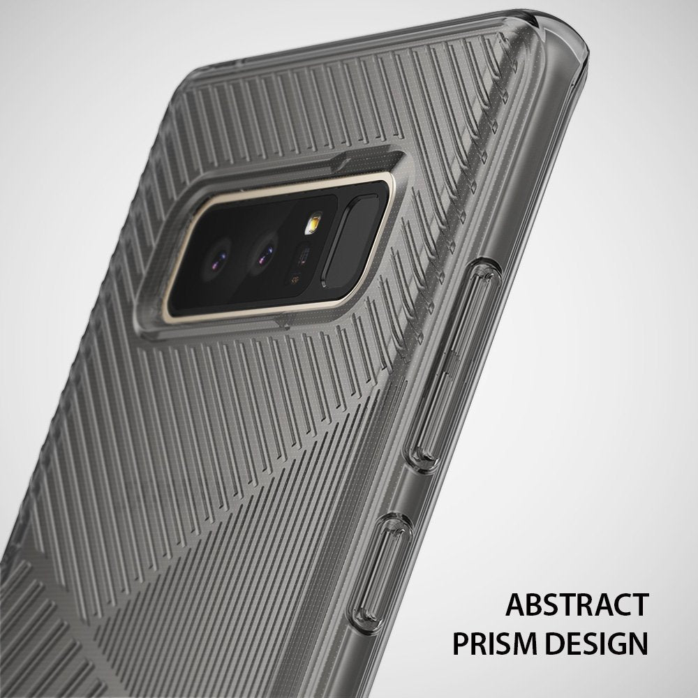 Galaxy Note 8 Case | Bevel - Translucent gray phone case with a textured, diagonal prism pattern and camera cutout.