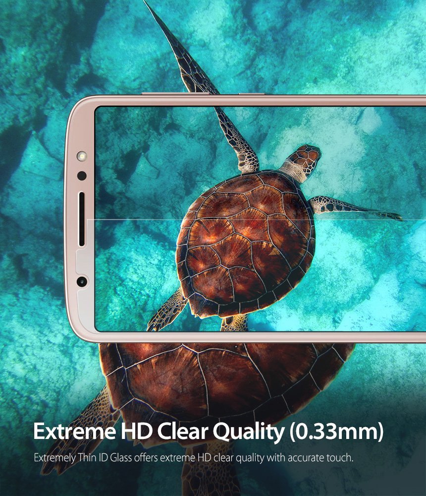 Moto G6 Screen Protector | Glass - A smartphone displaying a sea turtle underwater, highlighting the screen protector's HD clarity.