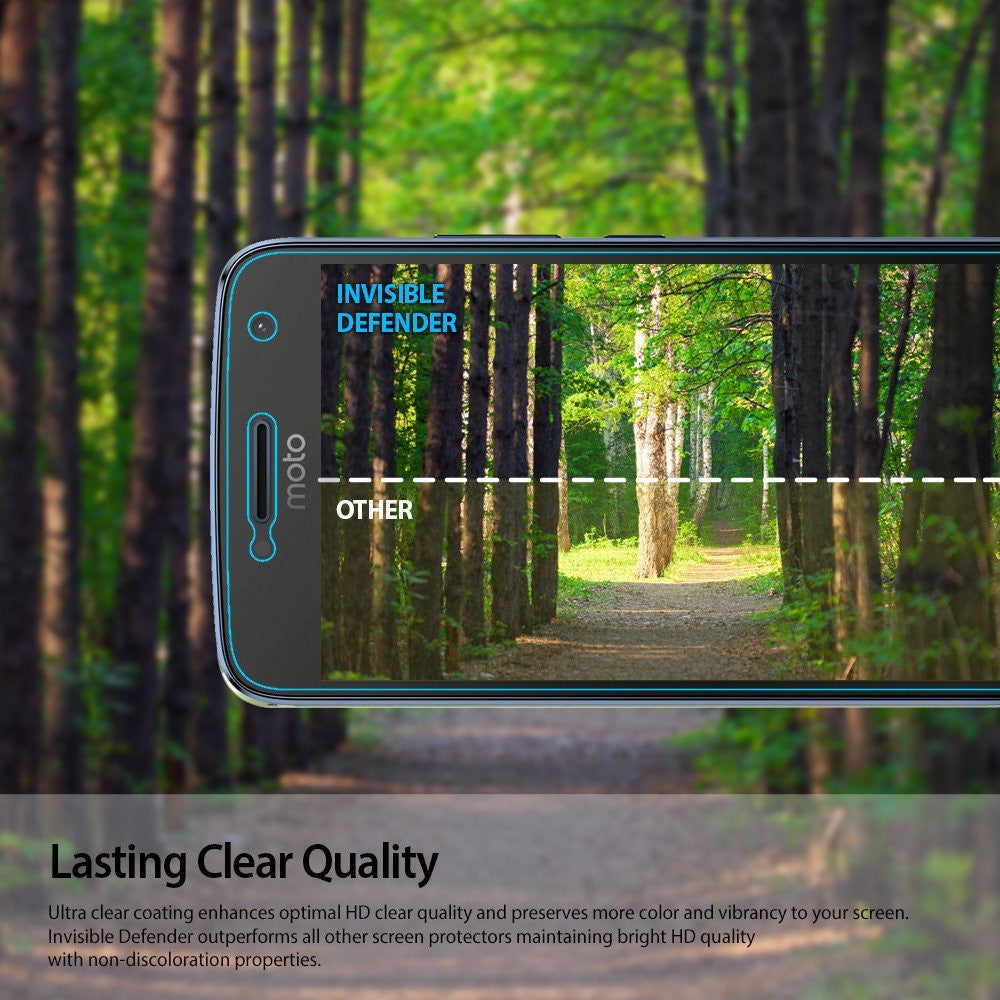 Moto G5 Plus Screen Protector | Film - Split-screen comparison showing superior clarity on a Moto G5 Plus.