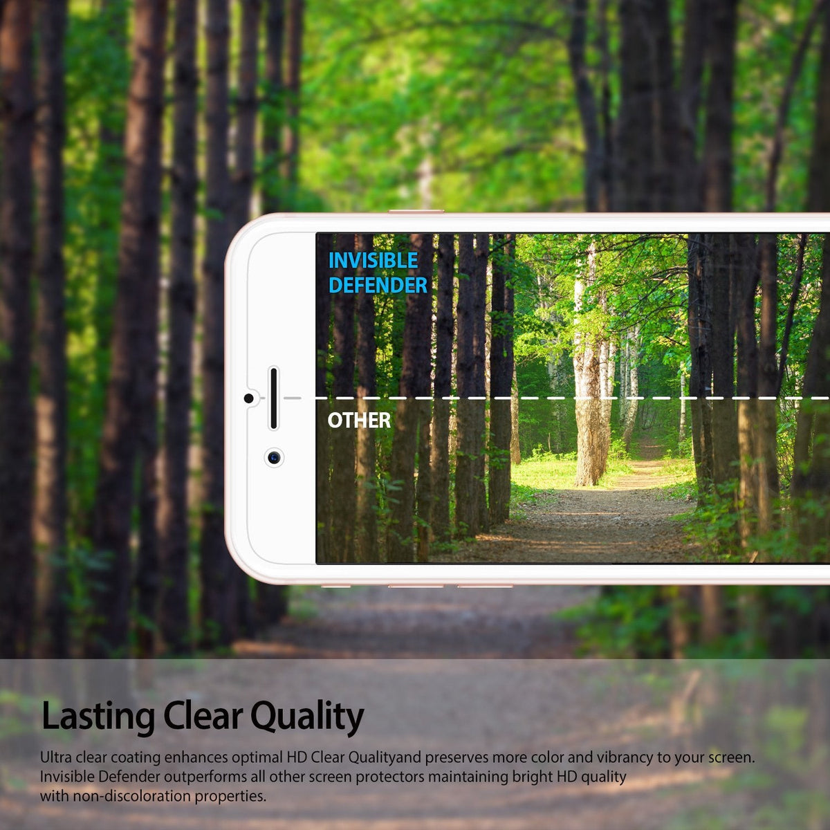 iPhone 6s Plus / 6 Plus Screen Protector | Invisible Defender - iPhone 6s Plus / 6 Plus Screen Protector - Comparison showing superior clarity of Invisible Defender vs other brands.