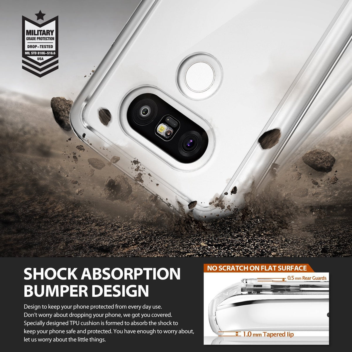 LG G5 Case | Fusion - Clear protective phone case with military-grade drop protection, shock-absorbing bumper, and rear guards.
