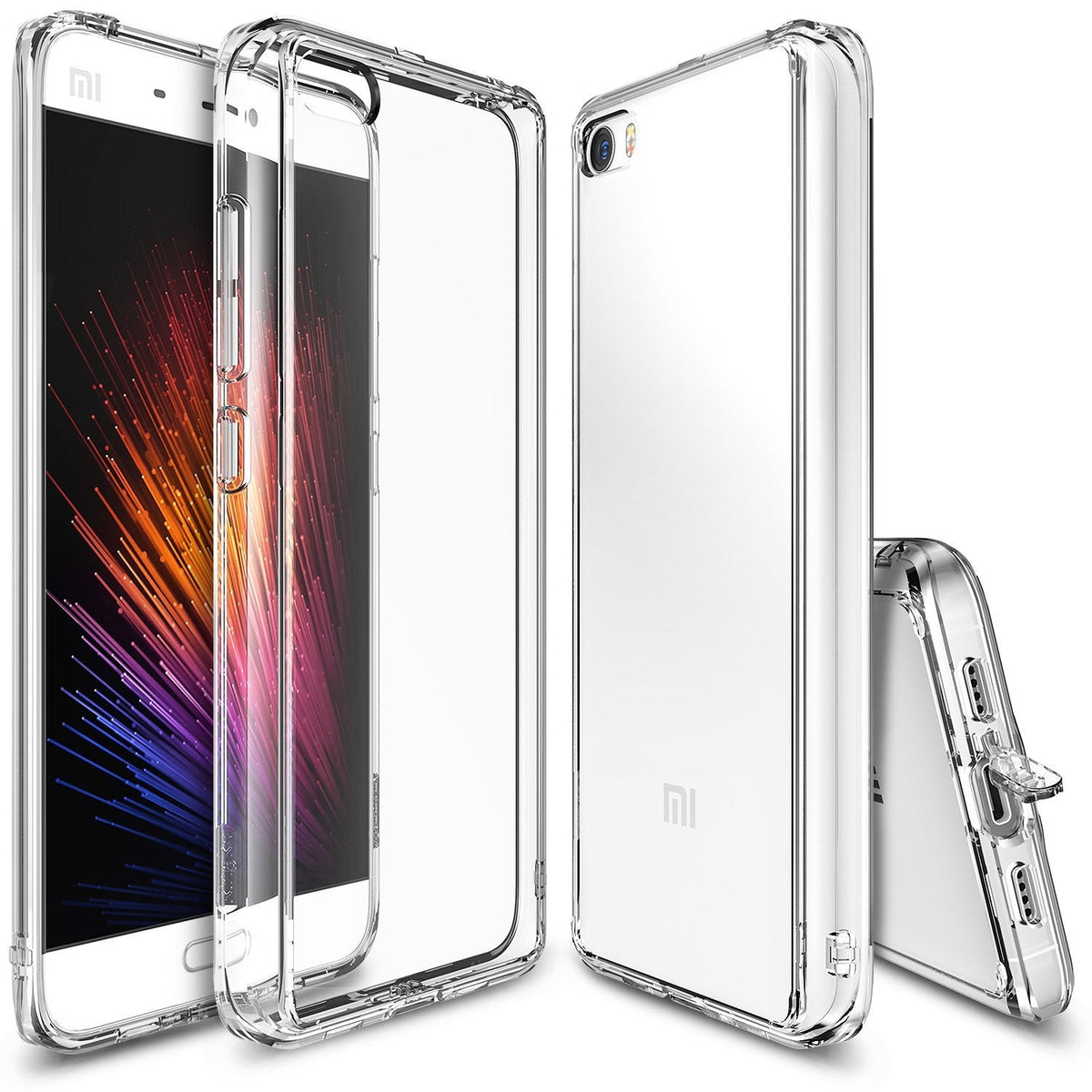 Mi 5 Case | Fusion - Clear protective phone case shown from multiple angles on a Xiaomi Mi 5 smartphone.