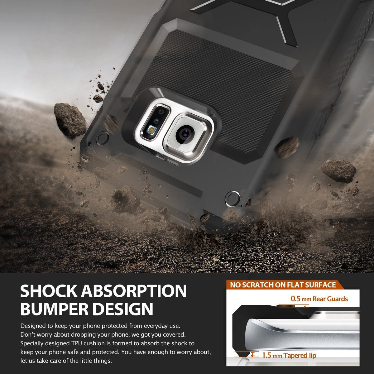 Galaxy Note 5 Case | Rebel - Rugged black phone case with shock-absorbing bumper design and protective rear guards.