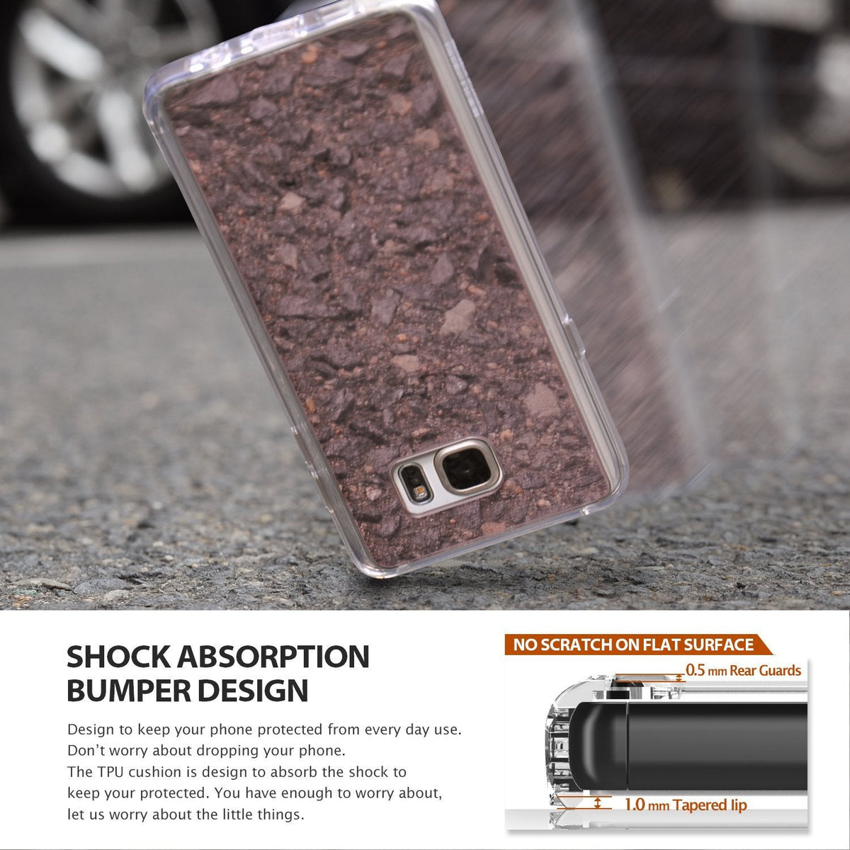 Xperia Z5 Premium Case | Mirror - Rose Gold - Xperia Z5 Premium Case - Rose gold phone case with a textured back falling toward asphalt, featuring shock-absorbent bumpers.