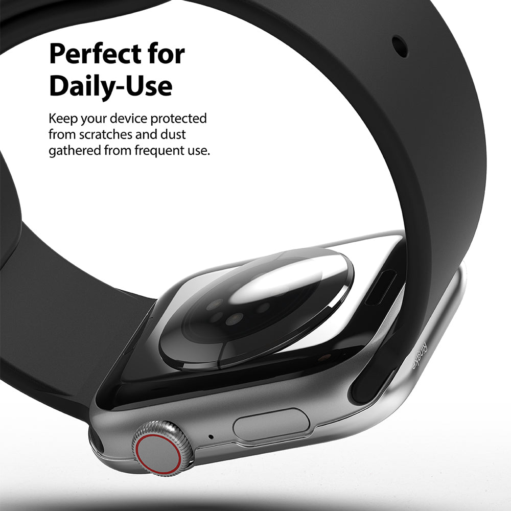 Apple Watch Series 6 / 5 / 4 / SE (44mm) | Bezel Styling - Silver protective bezel styling on an Apple Watch.