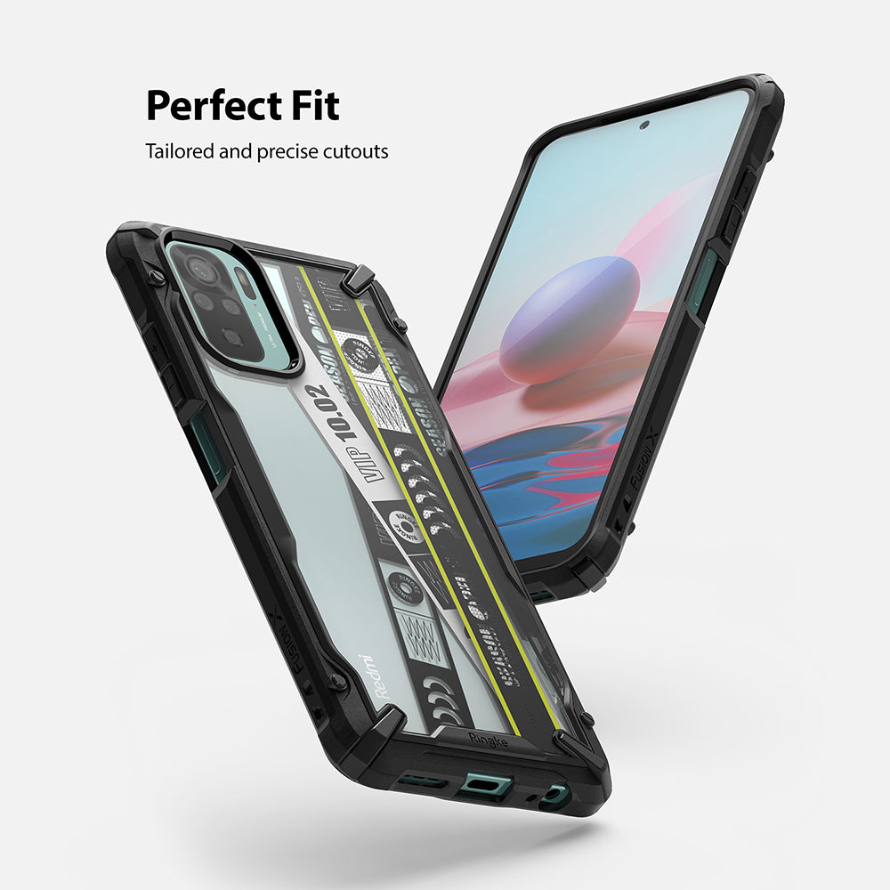 Redmi Note 10 / 10s Case | Fusion-X Design - Redmi Note 10 / 10s Case - Fusion-X phone case with clear back and black bumper, shown from front and back angles.
