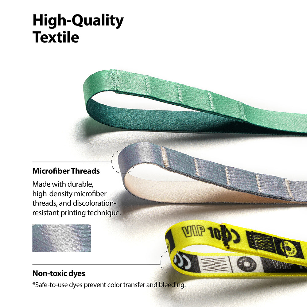 Ring Band Strap - Three colorful, high-density microfiber textile straps with detailed stitching and non-toxic dye patterns.