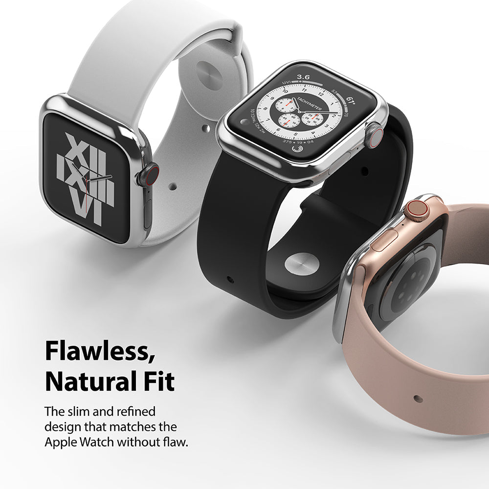 Apple Watch Series 6 / 5 / 4 / SE (40mm) | Bezel Styling - Three Apple Watches with metallic protective bezels.