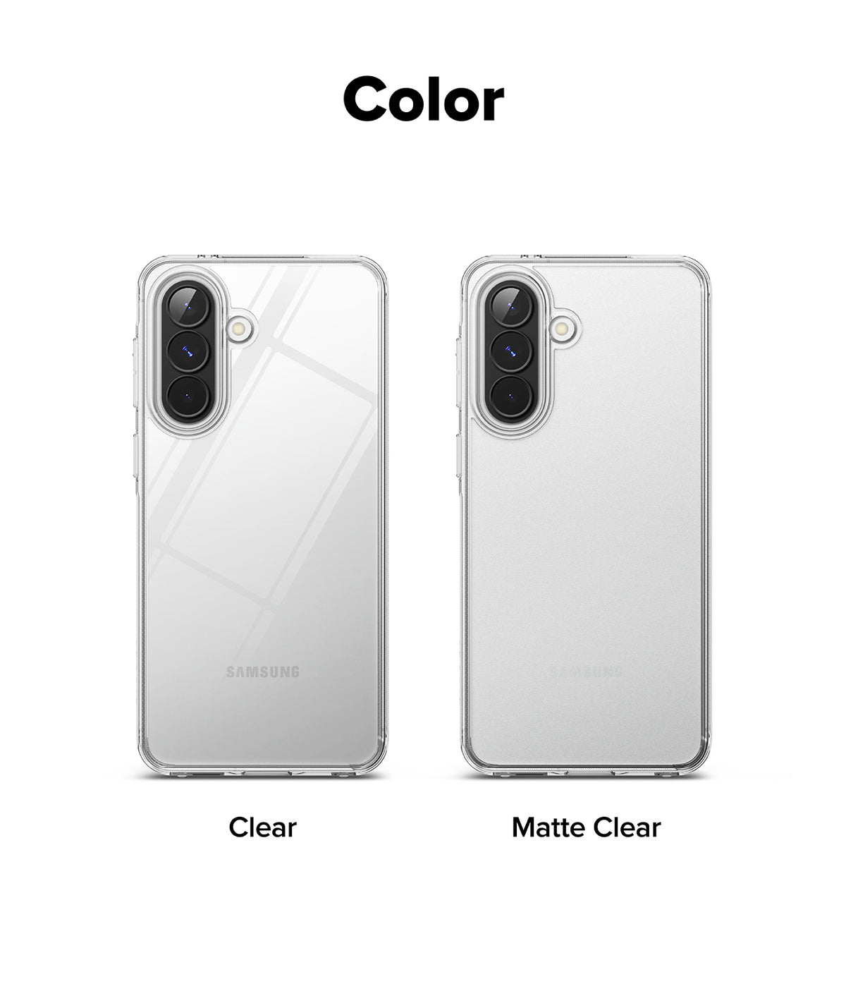 Galaxy A57 5G Case | Fusion Matte - Comparison of clear and matte clear phone cases for Samsung Galaxy A57 5G.