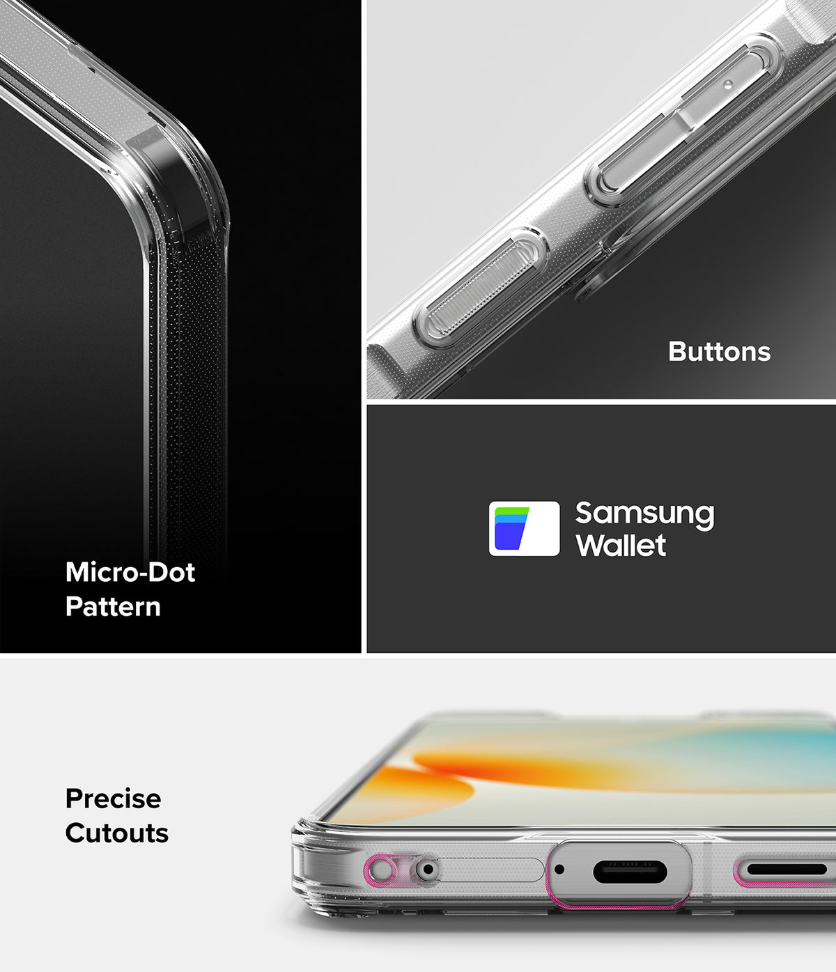 Galaxy A57 5G Case | Fusion Matte - Close-up of phone case features: micro-dot pattern, responsive buttons, and precise cutouts.