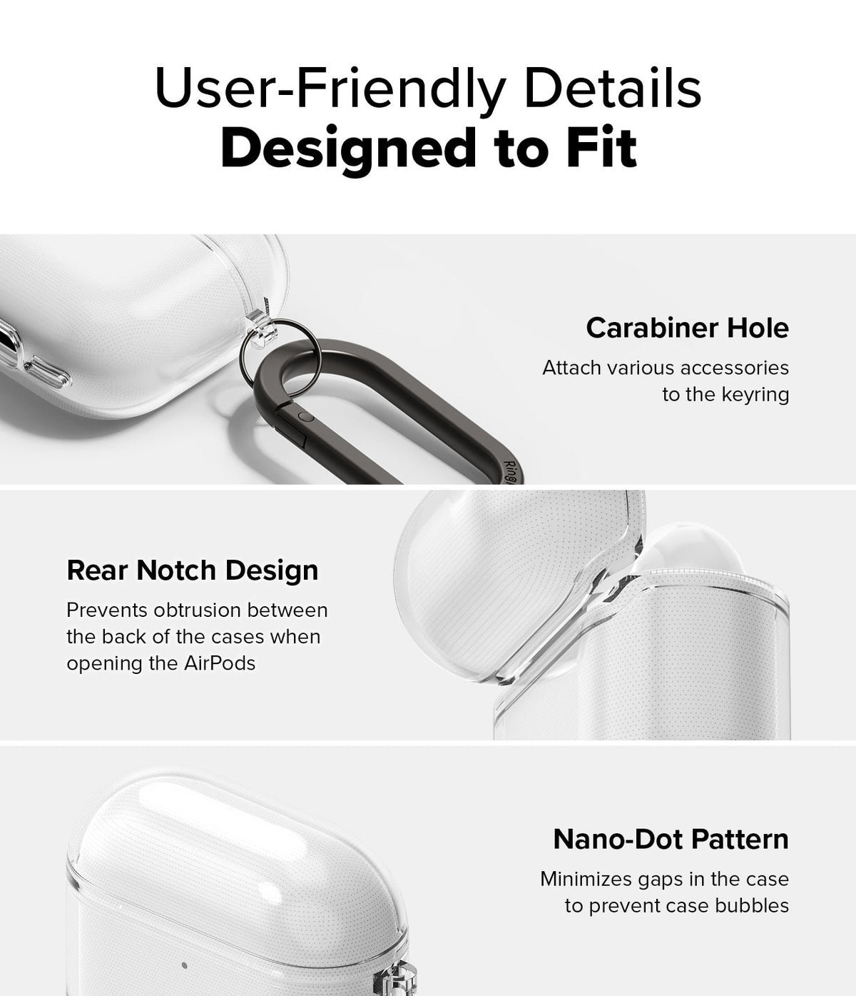 AirPods 5 / 4 Case | Air - Features a carabiner hole, rear notch for smooth opening, and a nano-dot pattern to prevent bubbles.