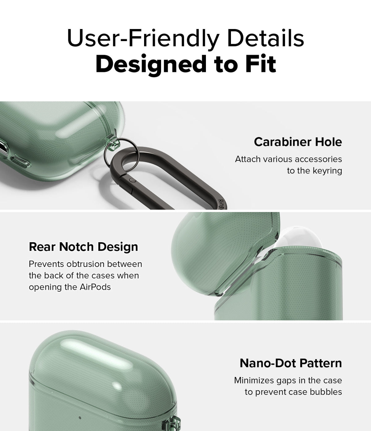AirPods 5 / 4 Case | Air - Features a carabiner hole, rear notch for smooth opening, and a nano-dot pattern to prevent bubbles.