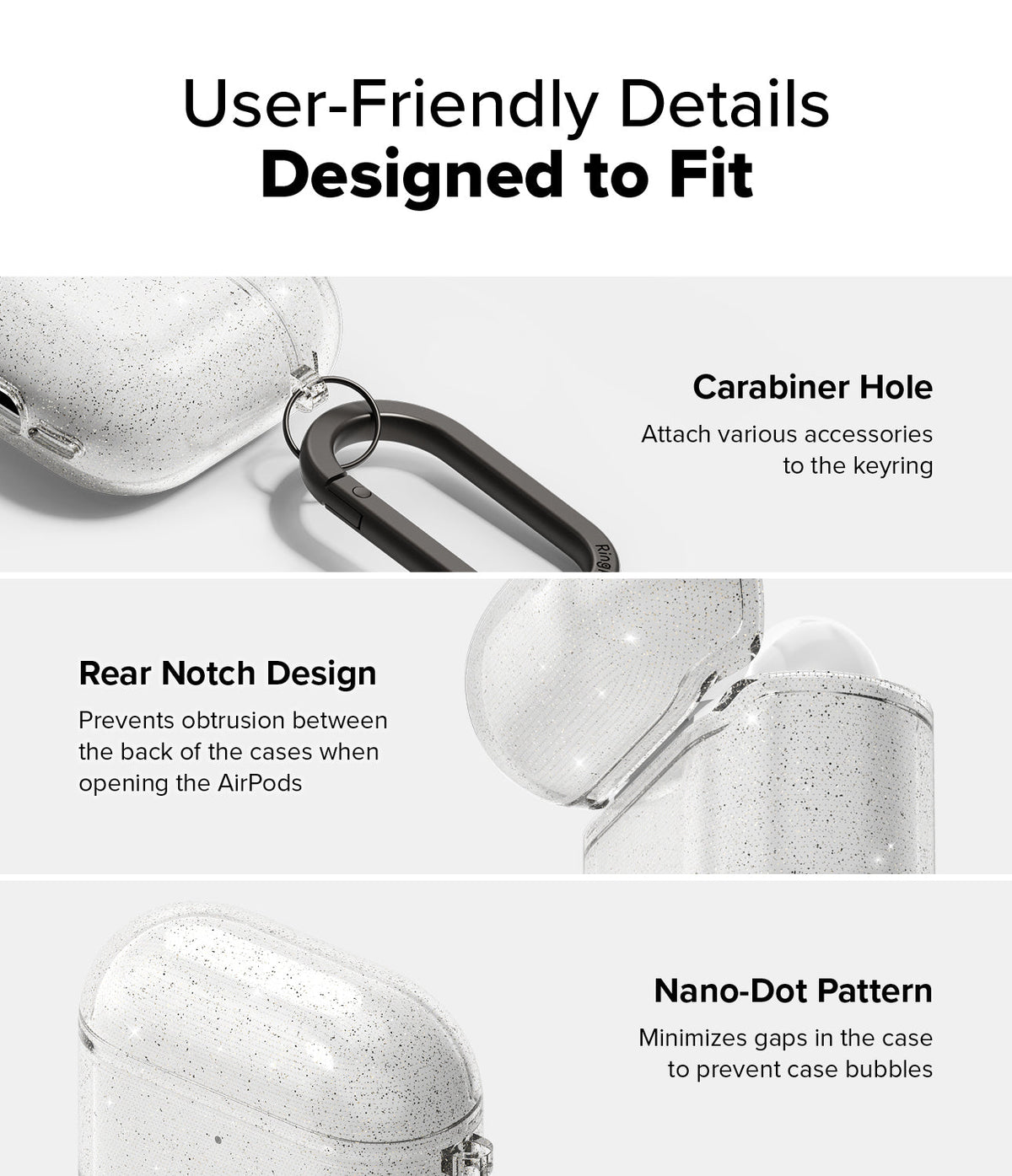AirPods 5 / 4 Case | Air - Features a carabiner hole, rear notch for smooth opening, and a nano-dot pattern to prevent bubbles.