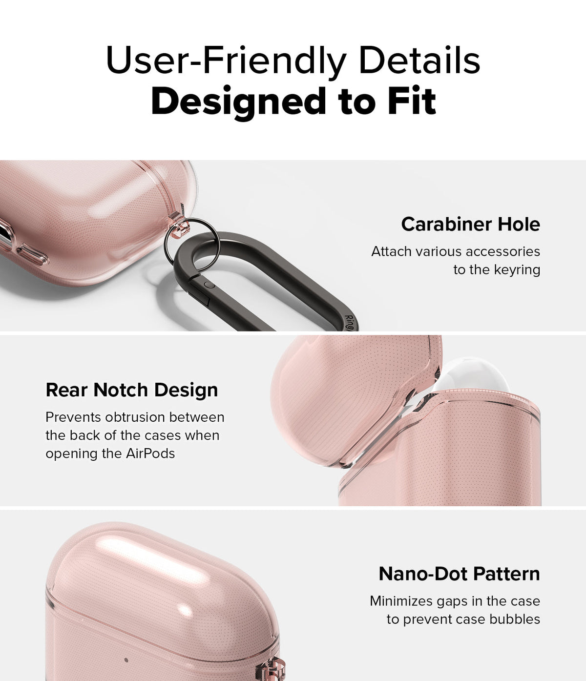 AirPods 5 / 4 Case | Air - Features a carabiner hole, rear notch for easy opening, and a nano-dot pattern to prevent air bubbles.