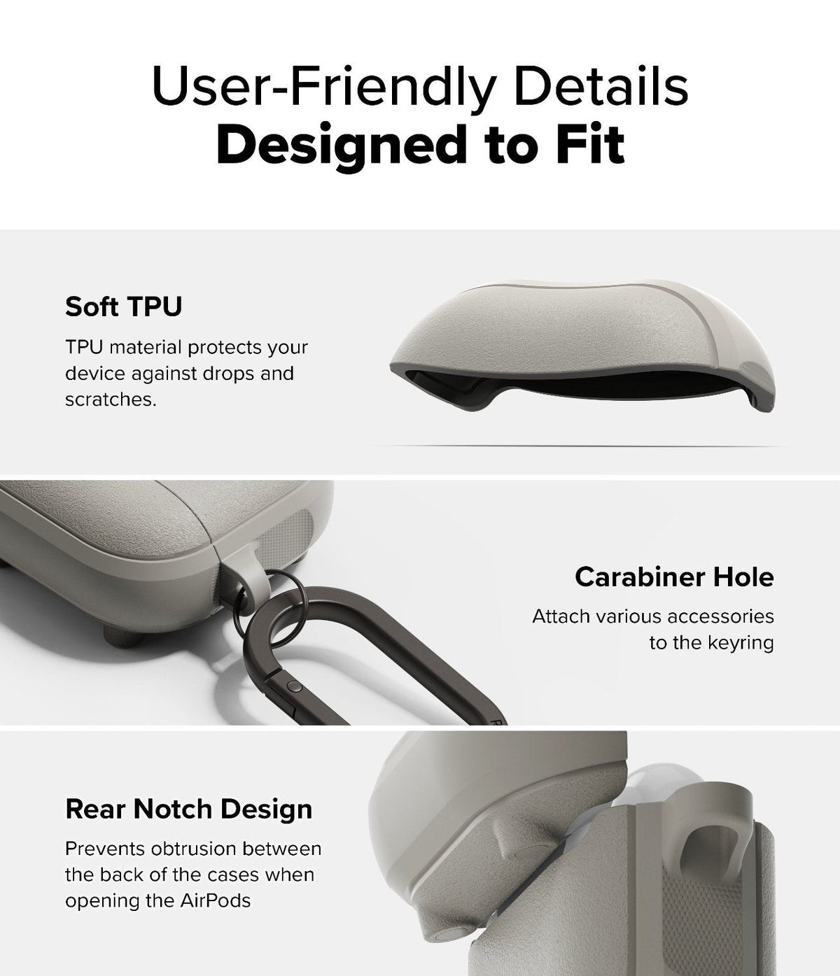 AirPods 5 / 4 Case | Onyx Magnetic - Features soft TPU, a carabiner hole, and a rear notch design for easy opening.