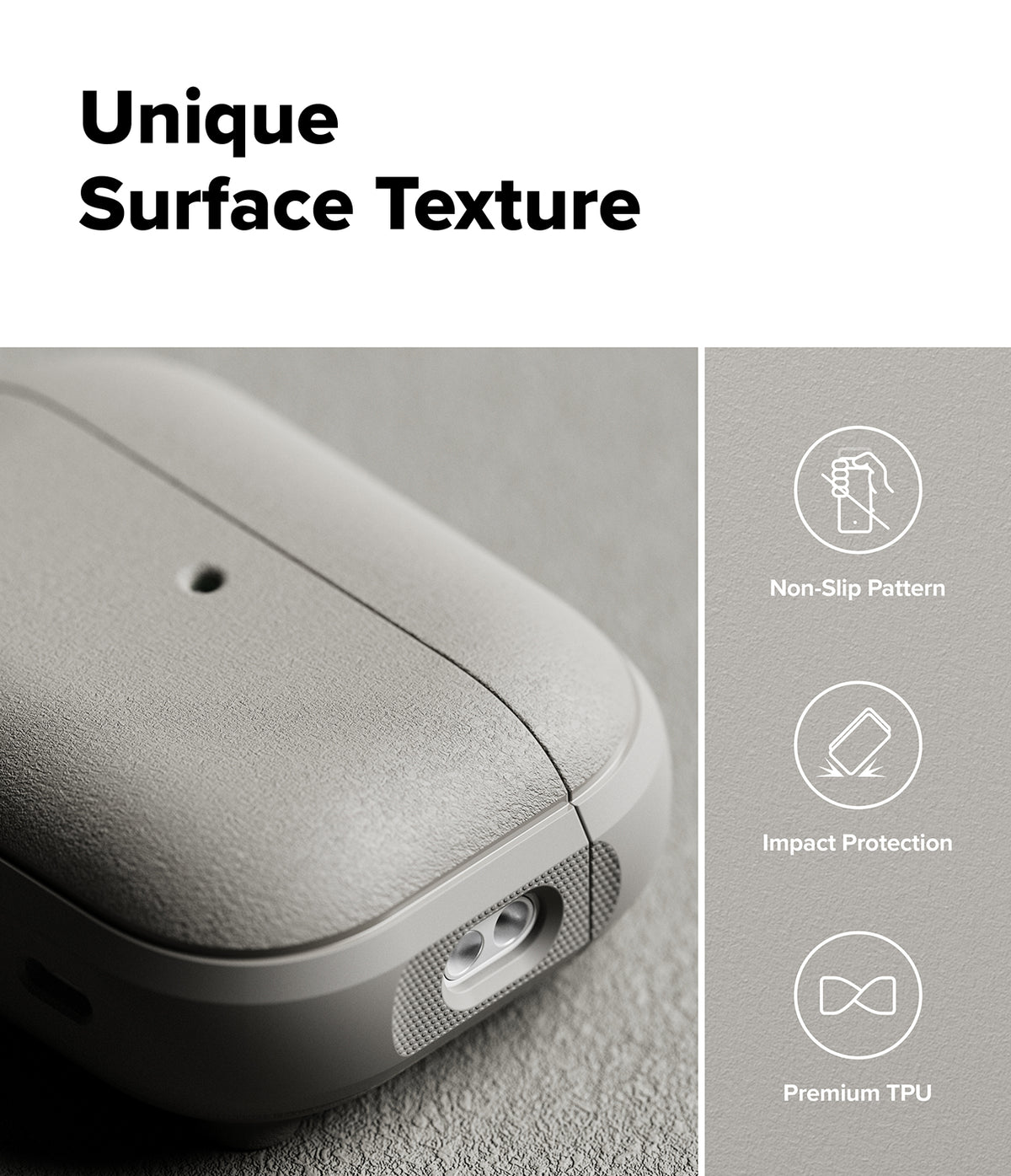 AirPods Pro 3 Case | Onyx Magnetic - Textured gray case with non-slip pattern, impact protection, and premium TPU material.
