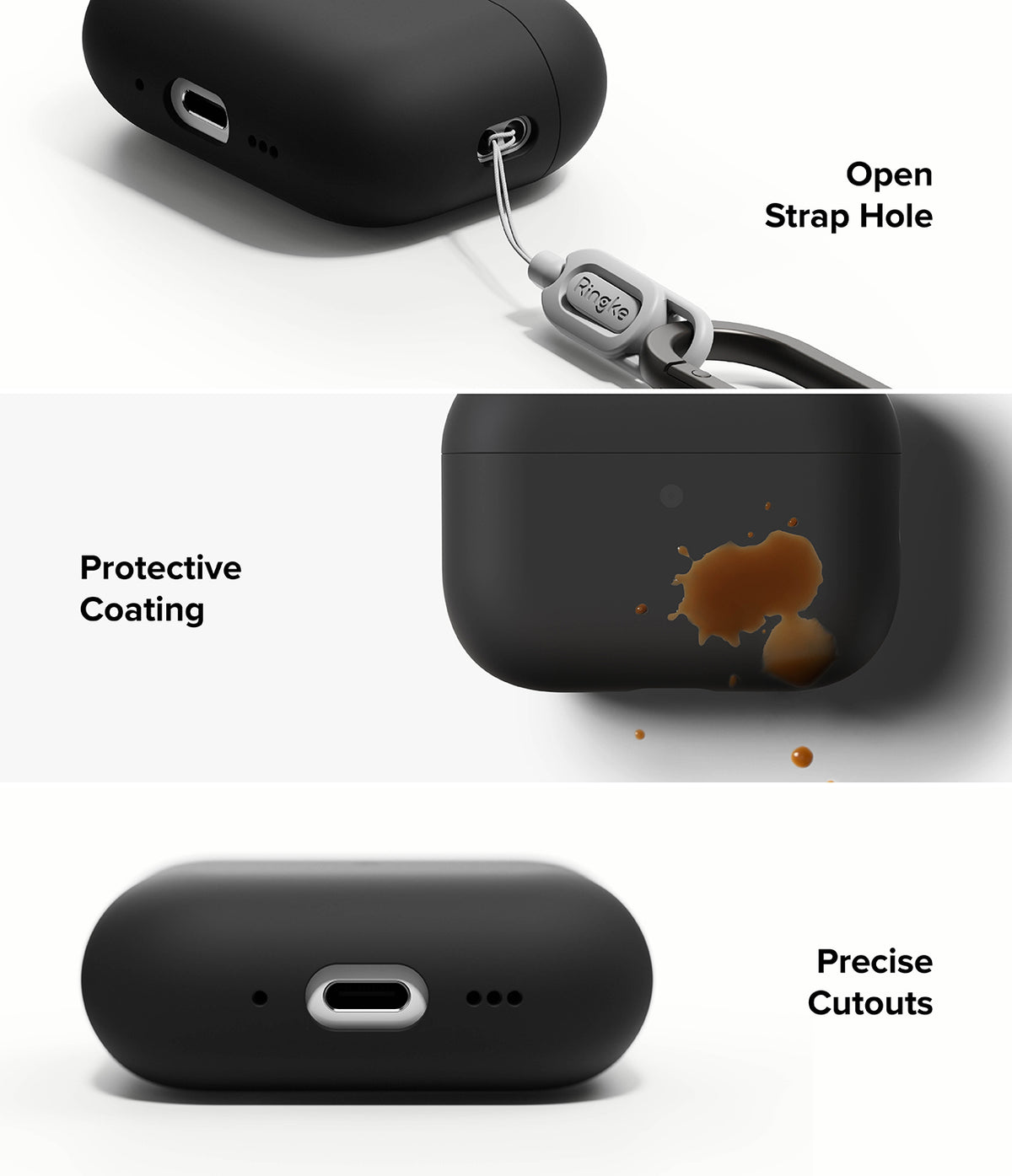AirPods Pro 3 Case | Silicone - Features a strap hole, protective liquid-resistant coating, and precise charging cutouts.
