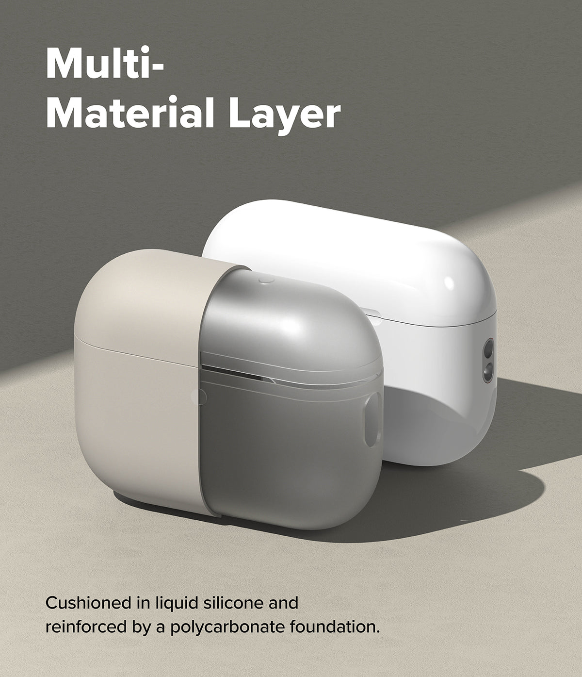 AirPods Pro 3 Case | Silicone - Two AirPods Pro cases showing a layered silicone and polycarbonate construction.