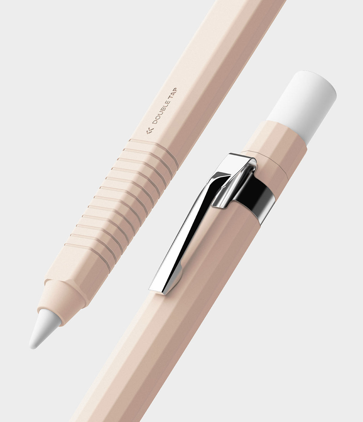 Apple Pencil Pro / 2nd Generation Case | Silicone Drafting Pencil Case - Apple Pencil Pro / 2nd Generation Case - Two light pink silicone drafting-style cases for Apple Pencil with metal clips.