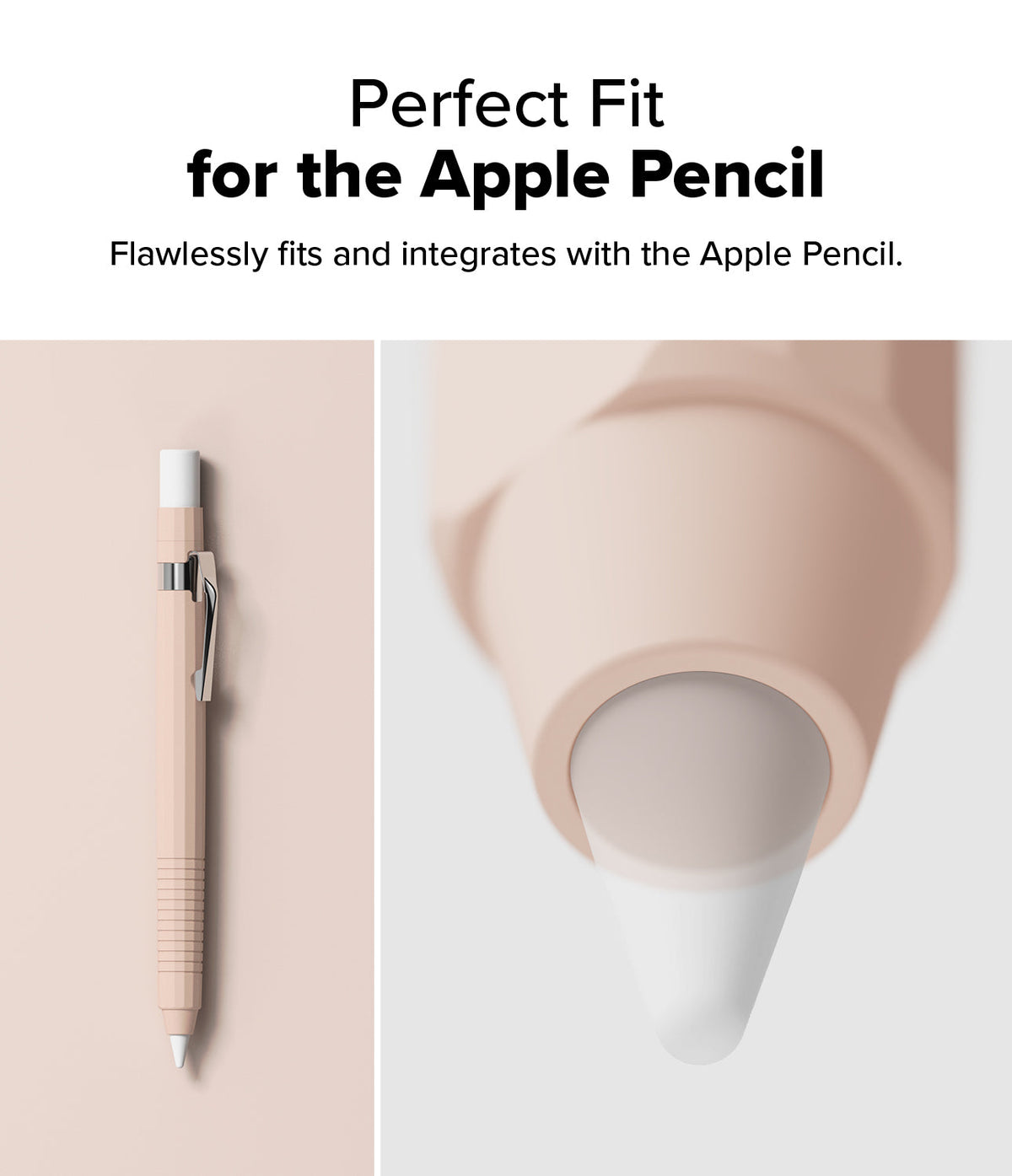 Apple Pencil Pro / 2nd Generation Case | Silicone Drafting Pencil Case - Apple Pencil Pro / 2nd Generation Case - A beige silicone drafting-style case on an Apple Pencil with a metal clip.