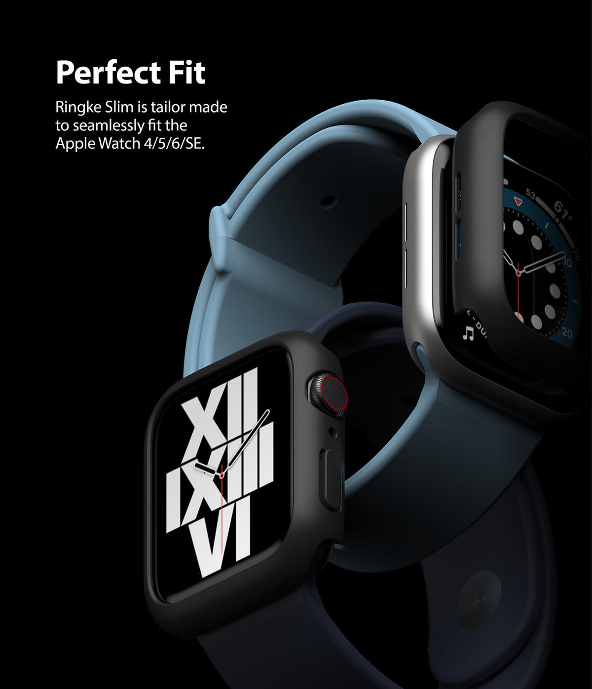 Apple Watch Series 6 / 5 / 4 / SE (40mm) Case | Slim (2 Pack) - Two Apple Watches with black slim protective cases.
